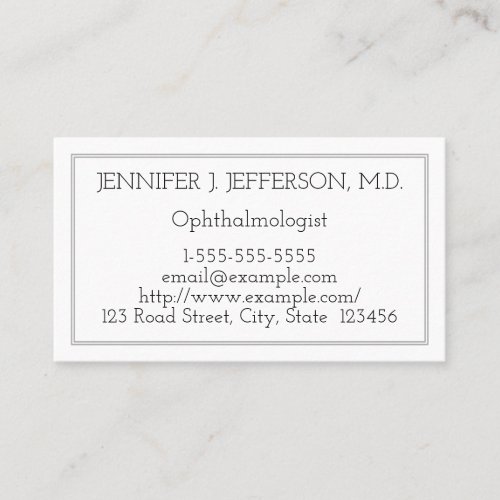 Plain Ophthalmologist Doctor Business Card