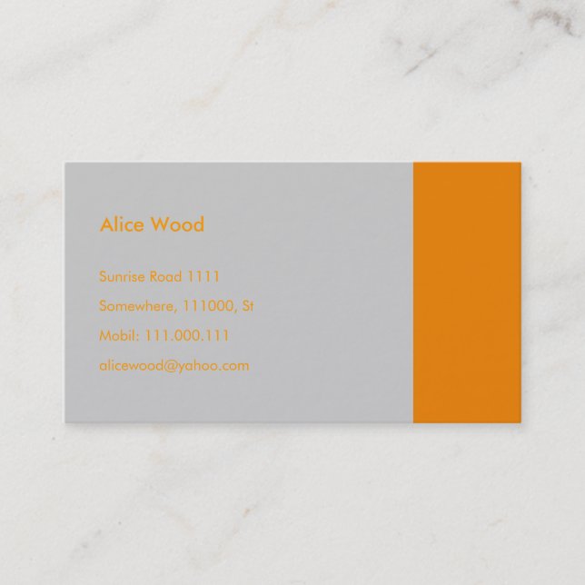 Plain | Orange Gray Business Card (Front)