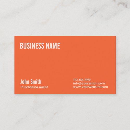 Plain Orange Purchasing Agent Business Card