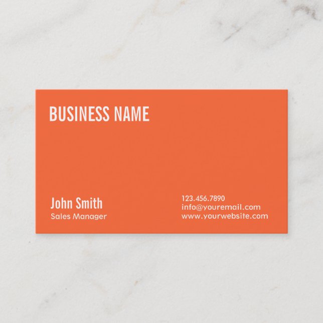 Plain Orange Sales Manager Business Card (Front)