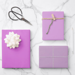 Plain Orchid Plum Lilac Purple Shades 3 Tones Wrapping Paper Sheets