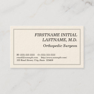 Plain Orthopedic Surgeon Business Card