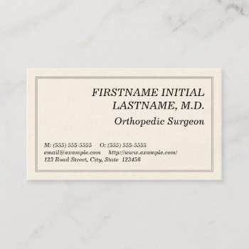 Plain Orthopedic Surgeon Business Card by AponxDesigns at Zazzle