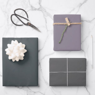 Plain Outer Space Rocket Gray Shades 3 Tones Wrapping Paper Sheets