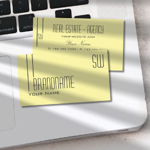 Plain Pastel Yellow with Monogram Professional Business Card