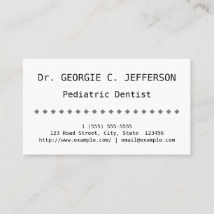 Plain Pediatric Dentist Business Card