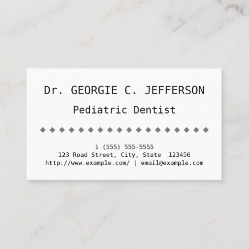Plain Pediatric Dentist Business Card