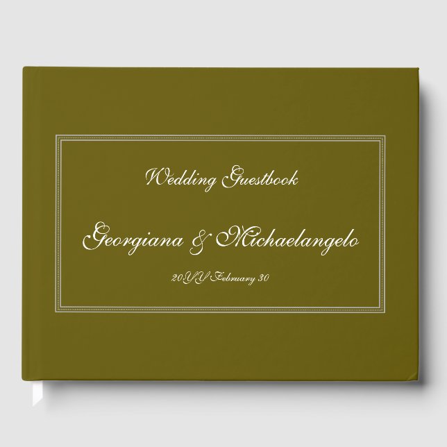 Plain, Personalized Wedding Guest Book (Front)