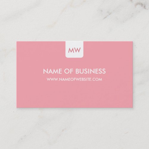 Plain Pink Chic Monogram Modern Social Media Business Card