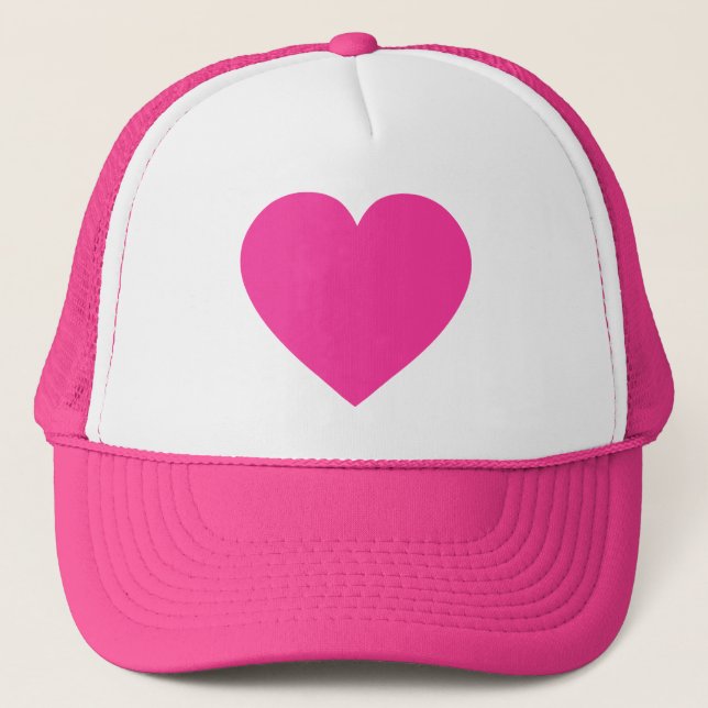 Plain Pink Heart Trucker Hat (Front)