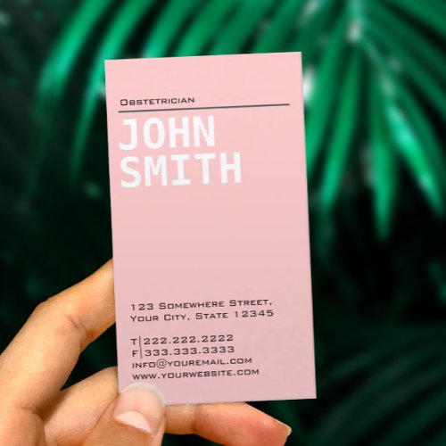 Plain Pink Obstetrician Business Card