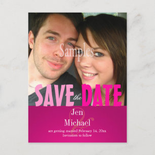 Plain, Pink Save the Date Photo/DIY fonts Announcement Postcard