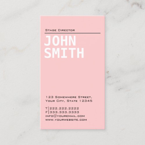 Plain Pink Stage Director Business Card