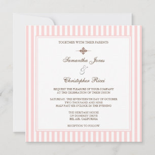 Plain Pink stripes Wedding Invitations
