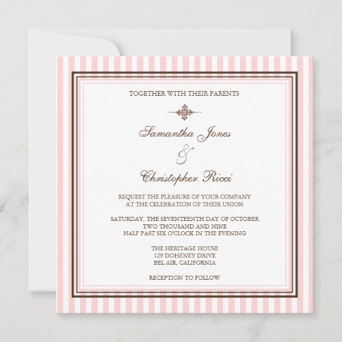 Plain Pink stripes  Wedding Invitations
