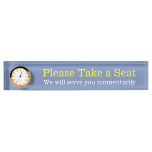 Plain "Please Take a Seat" Desk Name Plate
