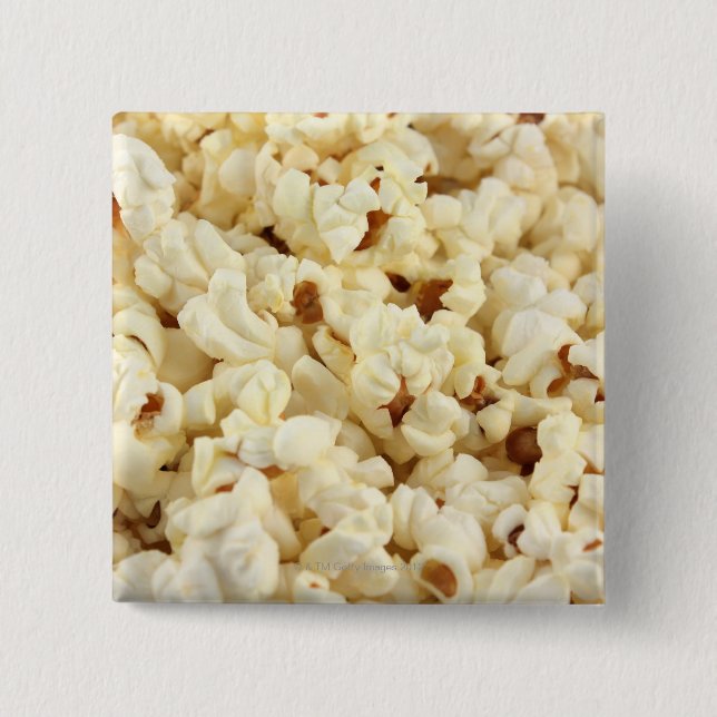 Plain popcorn close up. pinback button (Front)