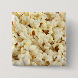 Plain popcorn close up. pinback button