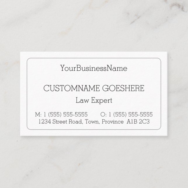 Plain Professional Attorney Business Card (Front)