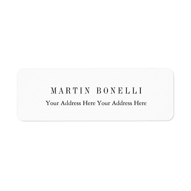 Plain Professional Black & White Minimalist Label (Front)