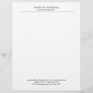 Plain Professional Black & White Minimalist Letterhead