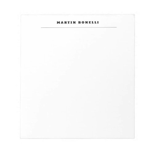 Plain Professional Black  White Minimalist Notepad