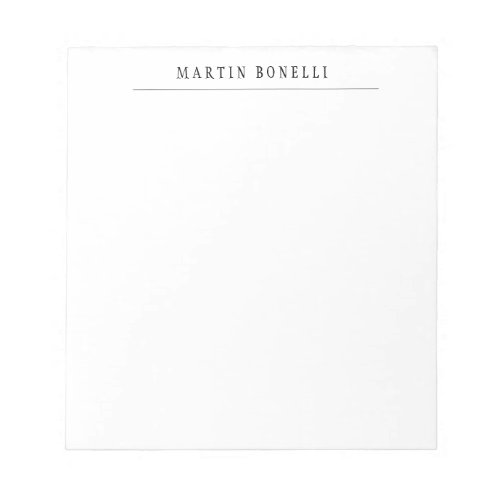 Plain Professional Black  White Minimalist Notepad