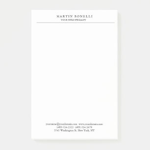 Plain Professional Black & White Minimalist Post-it Notes