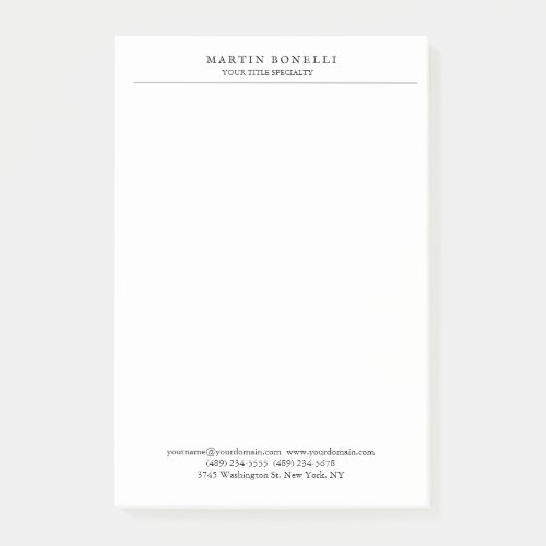 Plain Professional Black  White Minimalist Post_it Notes