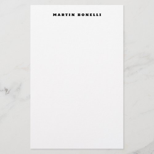 Plain Professional Black  White Minimalist Stationery