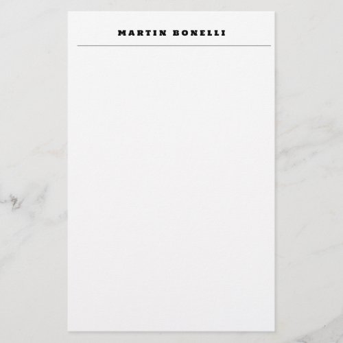 Plain Professional Black  White Minimalist Stationery