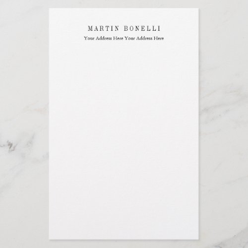 Plain Professional Black  White Minimalist Stationery