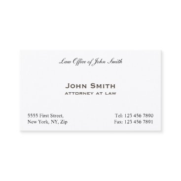 Plain Professional Elegant Attorney Law Office Business Card Plain Professional Elegant Attorney Law Office Business Card