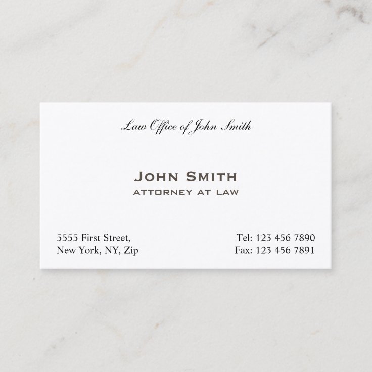 Plain Professional Elegant Attorney Law Office Business Card Zazzle