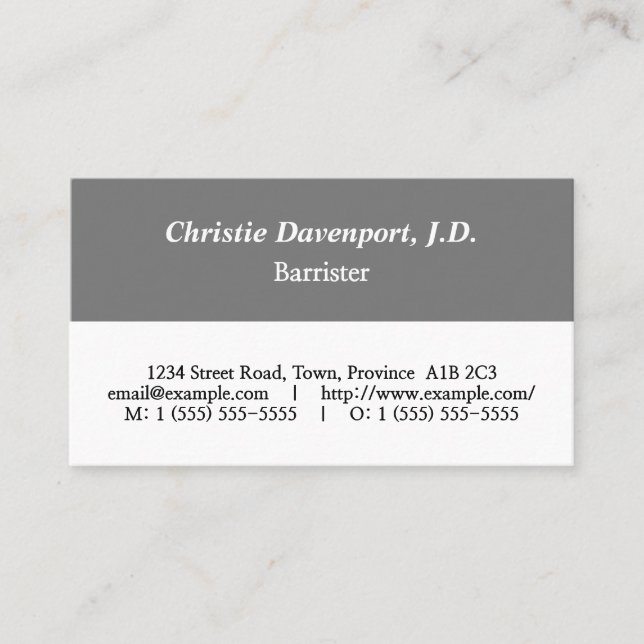 Plain, Professional Lawyer Business Card (Front)