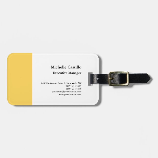 Plain Professional Minimalist Luggage Tag (Front Horizontal)