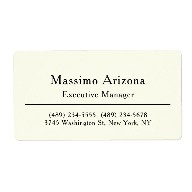 Plain Professional Modern Minimailst Label (Front)
