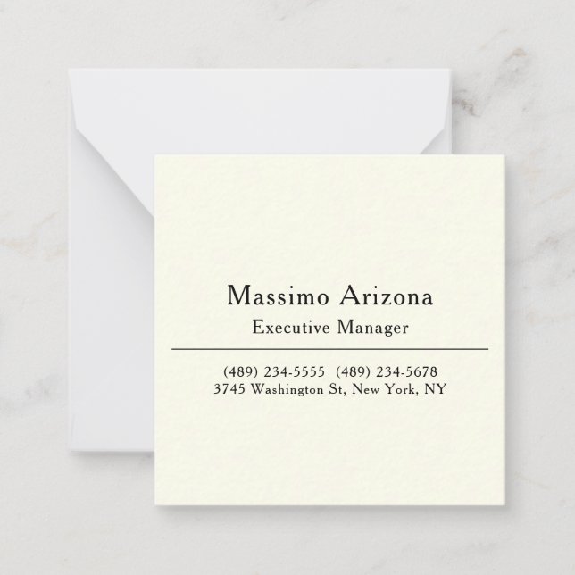 Plain Professional Modern Minimailst Note Card (Front)