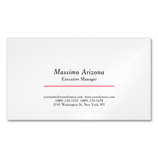 Plain Professional Modern Minimalist Business Card Magnet (Front)
