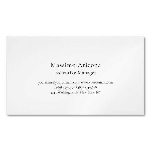 Plain Professional Modern Minimalist Business Card Magnet (Front)