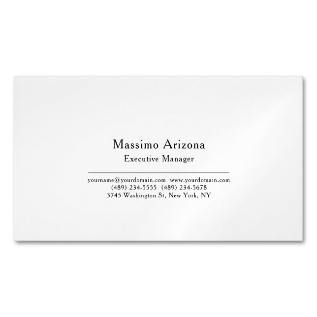 Plain Professional Modern Minimalist Business Card Magnet (Front)