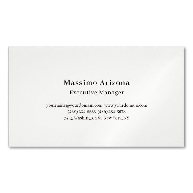 Plain Professional Modern Minimalist Business Card Magnet (Front)