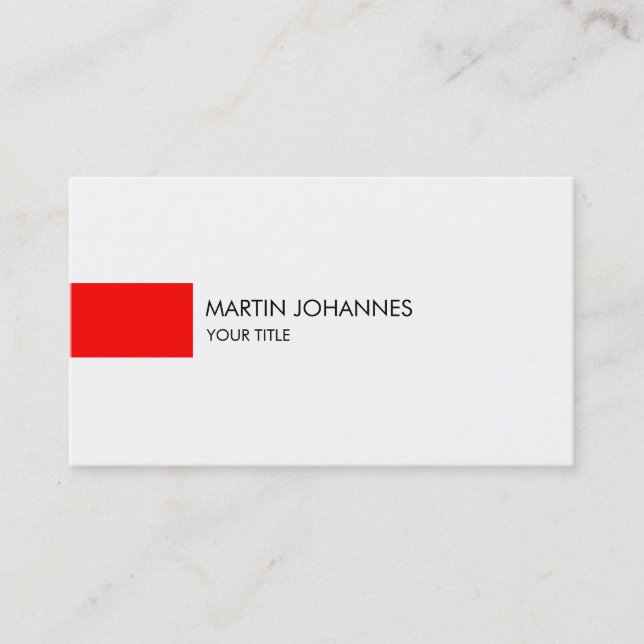 Plain Professional Red White Profile Business Card (Front)