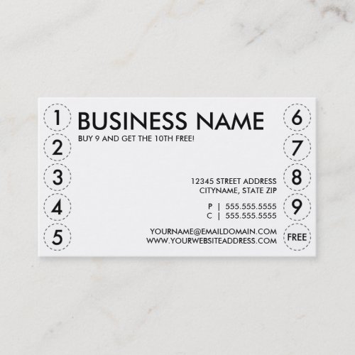 plain punch card business card