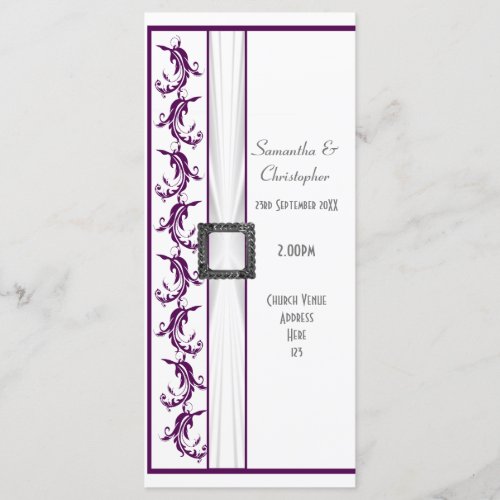 Plain purple and white church wedding program