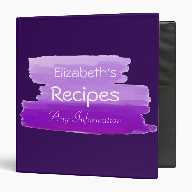 Plain Purple Elegant Modern Violet 3 Ring Binder (Front/Inside)