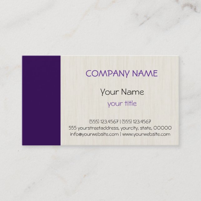 Plain Purple Professional Elegant Modern Business Card (Front)