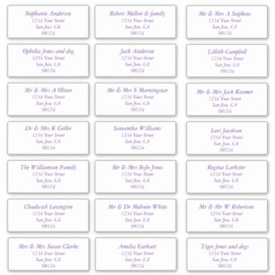 Plain Purple Text Recipient Address Labels