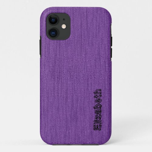Plain Purple with Wood Grain Monogram iPhone 11 Case