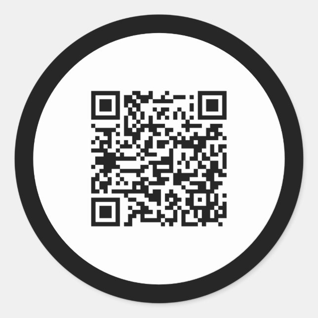 Plain QR Code Elegant Black Frame Professional  Classic Round Sticker (Front)